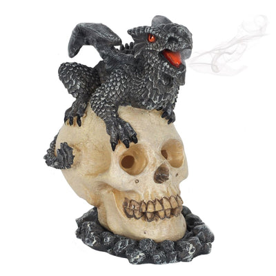 Black Dragon And Skull Design Incense Cone Burner.