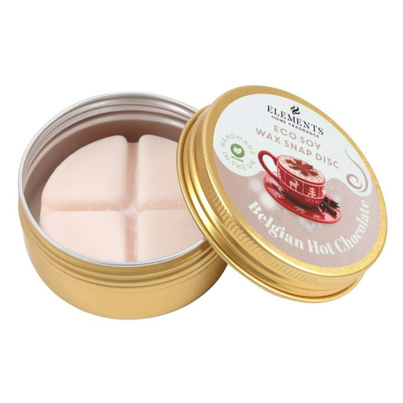 Belgian Hot Chocolate Eco Soy Wax Snap Disc In the Tin.