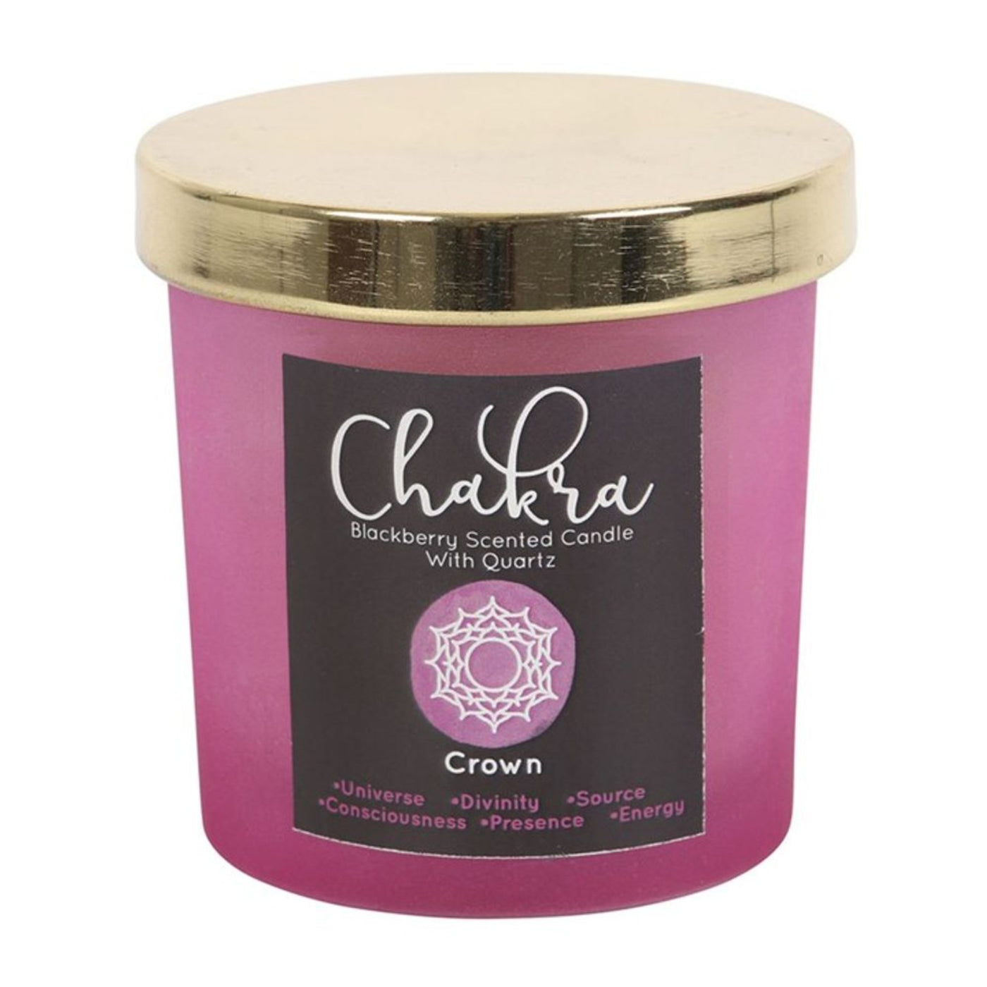 Crown Chakra Fragranced Blackberry Clear Quartz Gemstone Chip Candle.