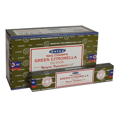 Set of 12 Packets of Green Citronella Incense Sticks by Satya