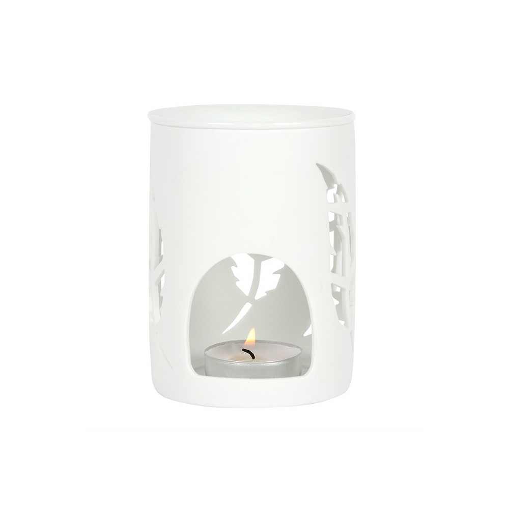 White Feather Cut Out Oil Burner