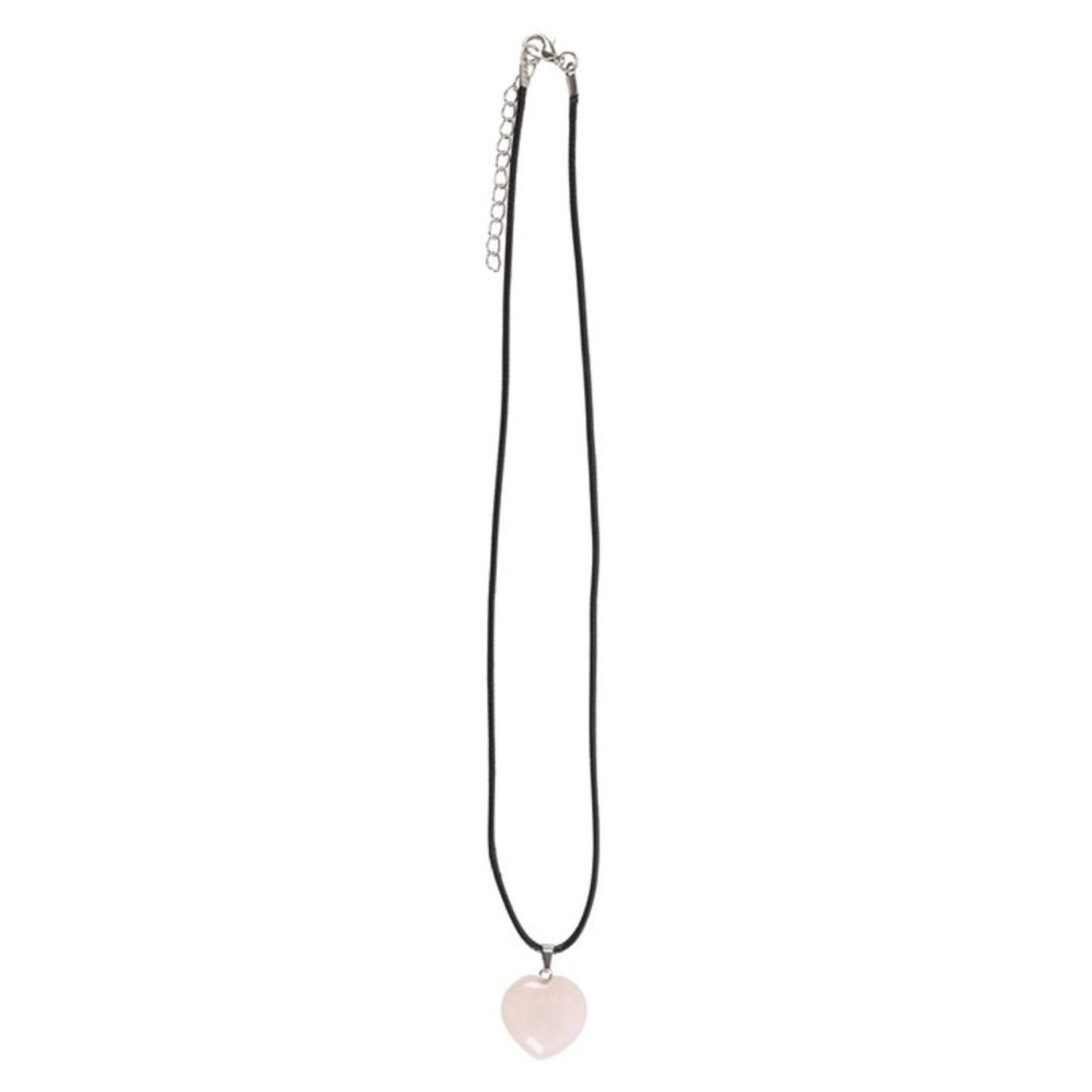 Pink Rose Quartz Healing Crystal Heart Necklace