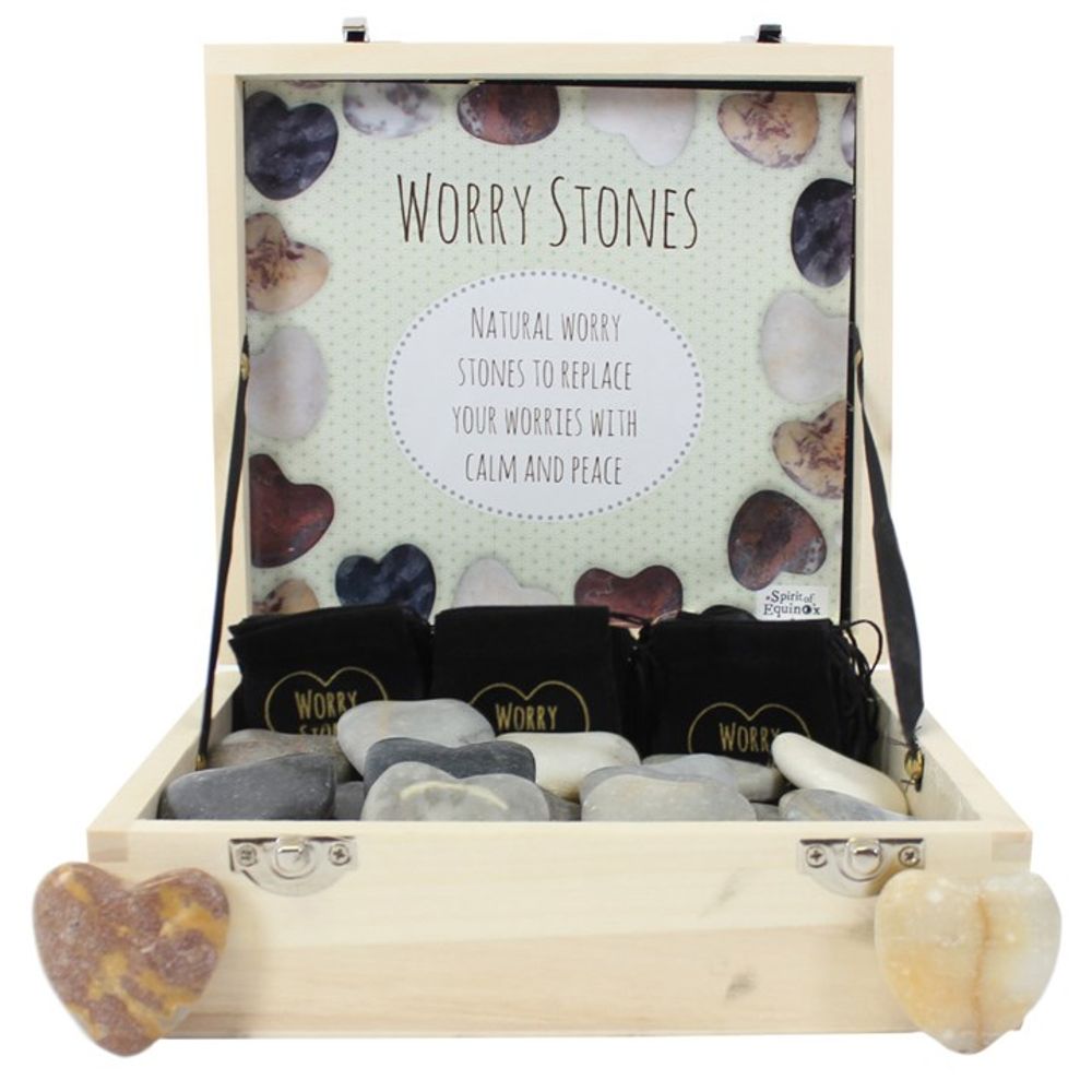 Box Of 36 Heart Worry Gift Pebble Stones