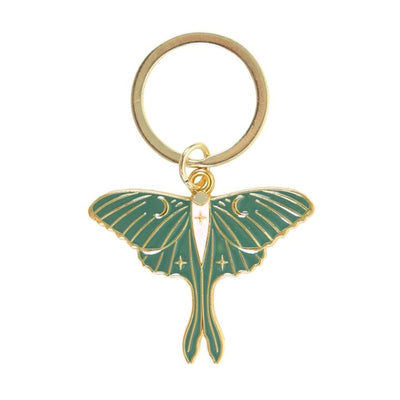 Luna Moth Golden Green Keyring.