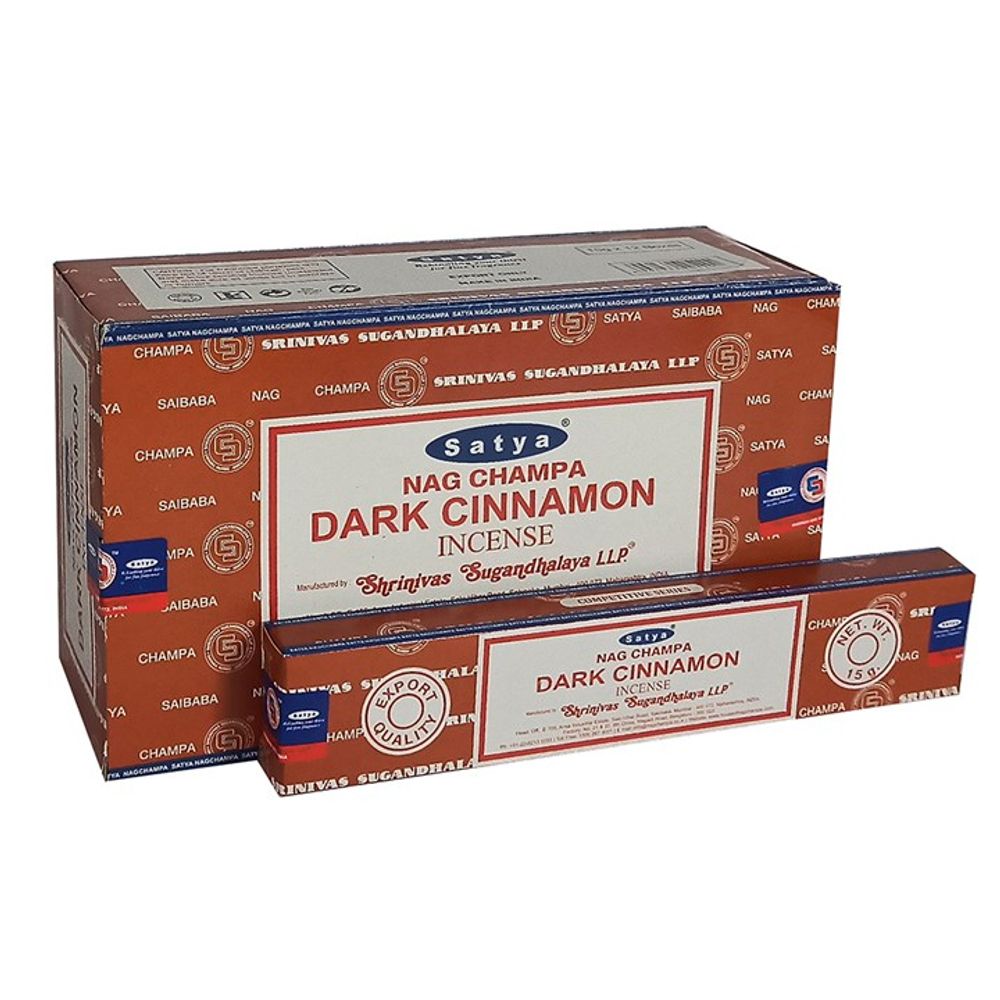Set of 12 Packets of Dark Cinnamon Incense Sticks by Satya