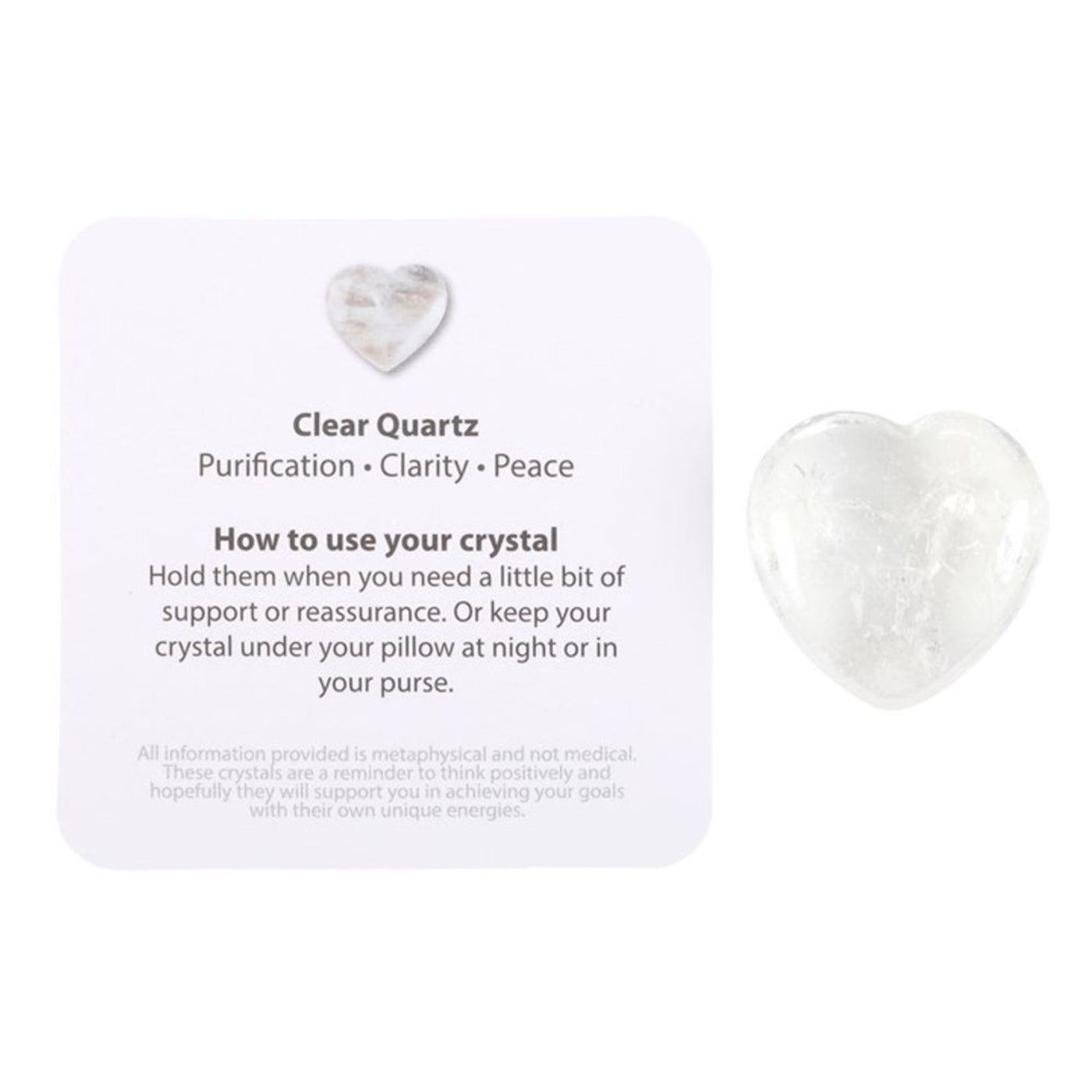 You Rock Clear Quartz Crystal Heart In A Storage Bag.