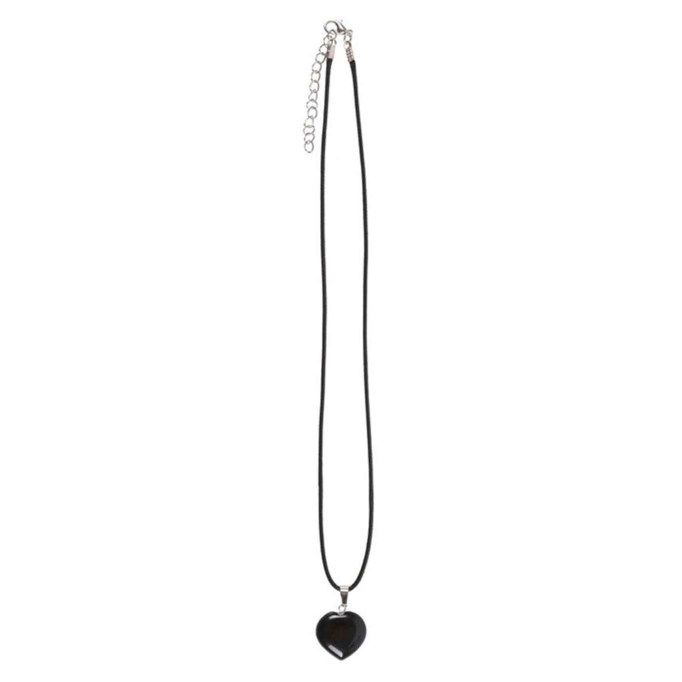 Black Obsidian Heart Shaped Gemstone Heart Necklace.