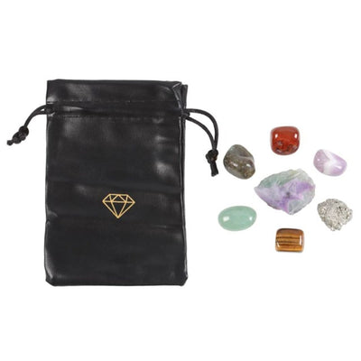 Manifestation Crystal Gift Set In Faux Leather Bag.