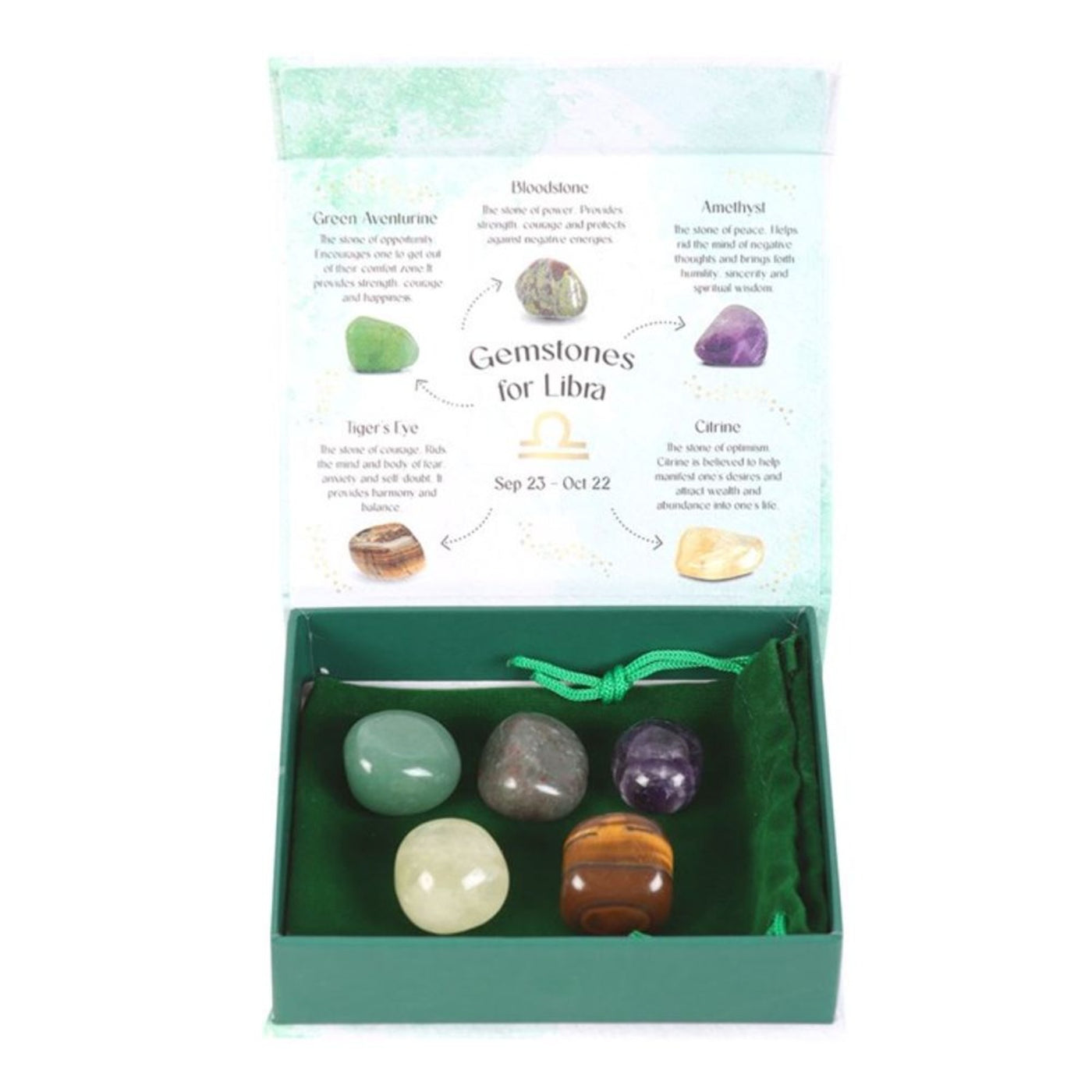 Libra Zodiac Crystal Tumblestone Gift Set.