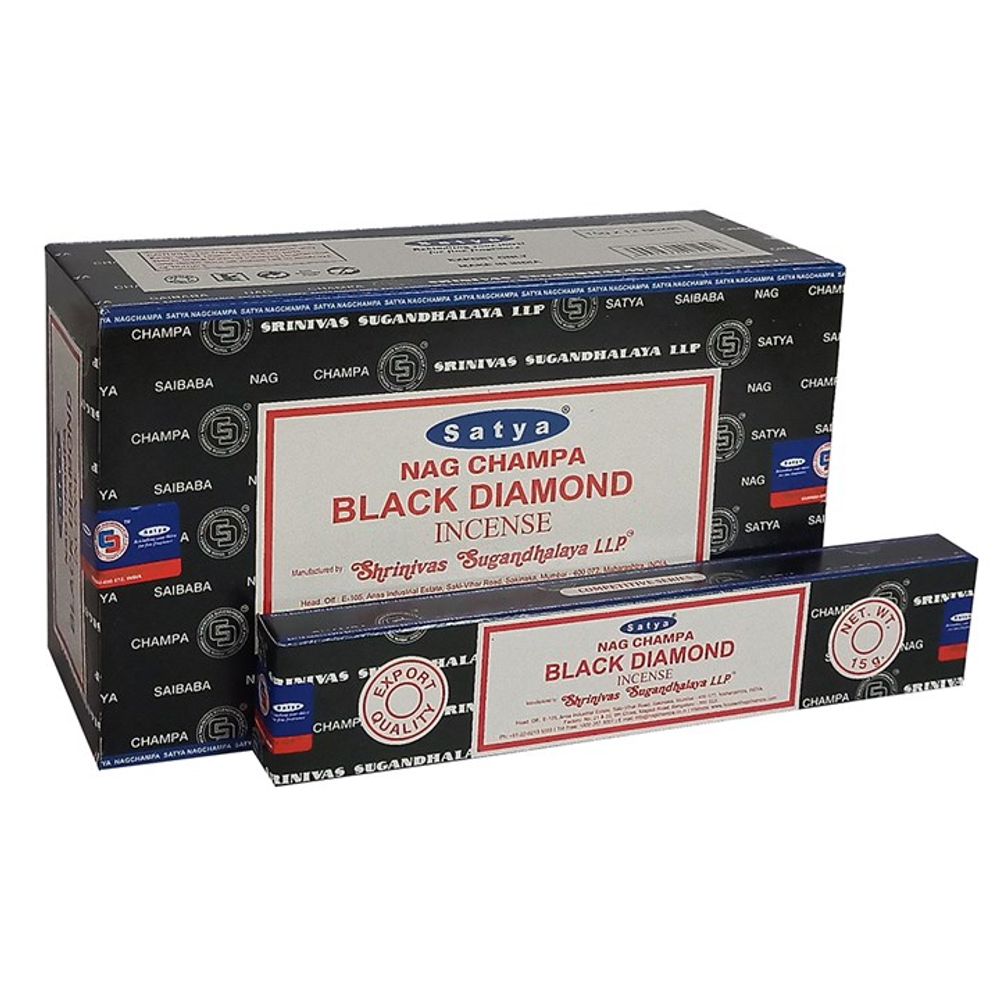 Set of 12 Packets of Black Diamond Incense Sticks by Satya