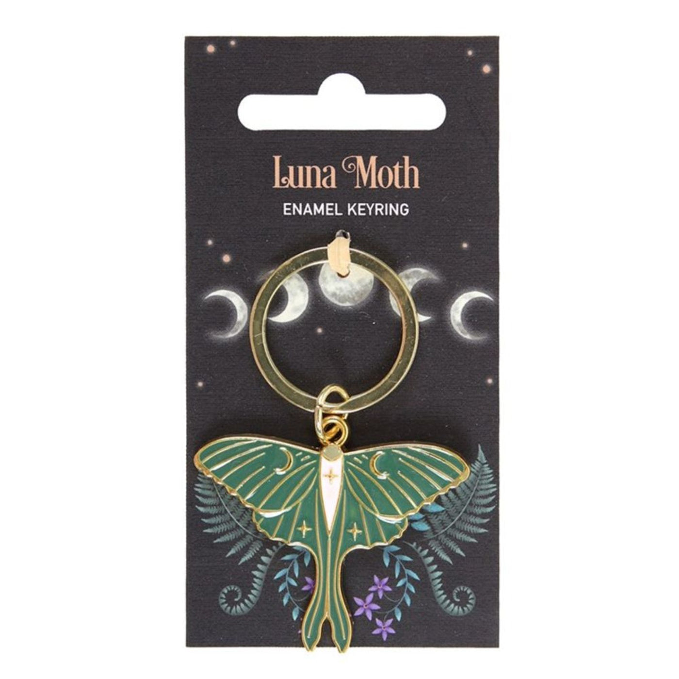Luna Moth Golden Green Keyring.
