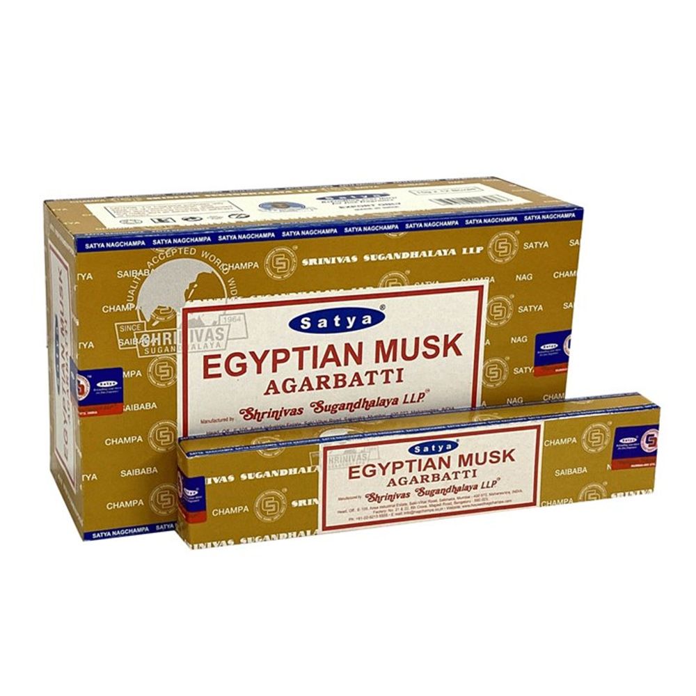 Set of 12 Packets of Egyptian Musk Incense Sticks by Satya