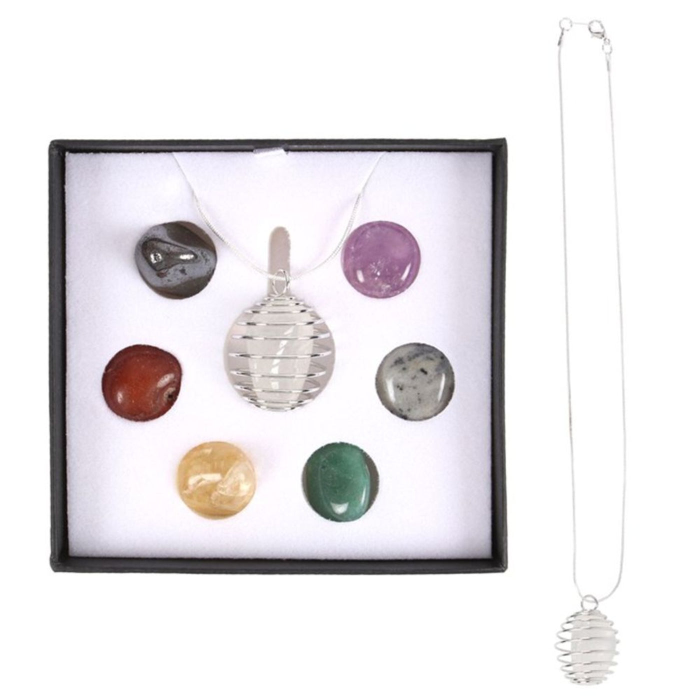 Multicolour Chakra Crystal Gemstone Pendant Necklace Kit For Women. 