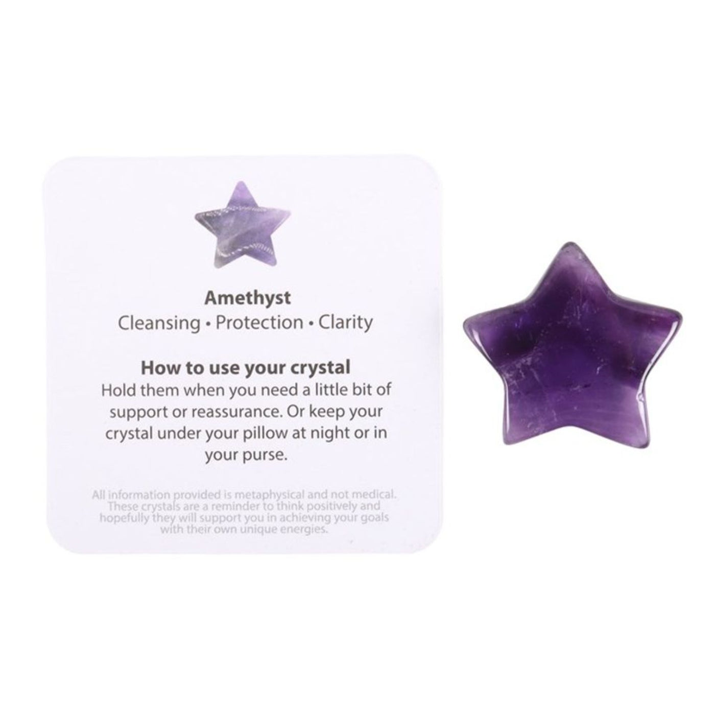 Amethyst Crystal Star Gemstone In A Purple Drawstring Gift Bag.