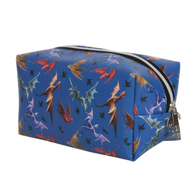 Blue Make Up Pouch With Dragons Design.