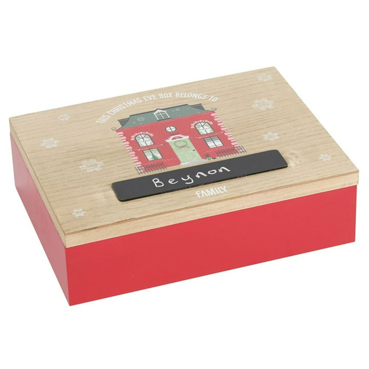 Christmas House Eve Red Wooden Storage Box.