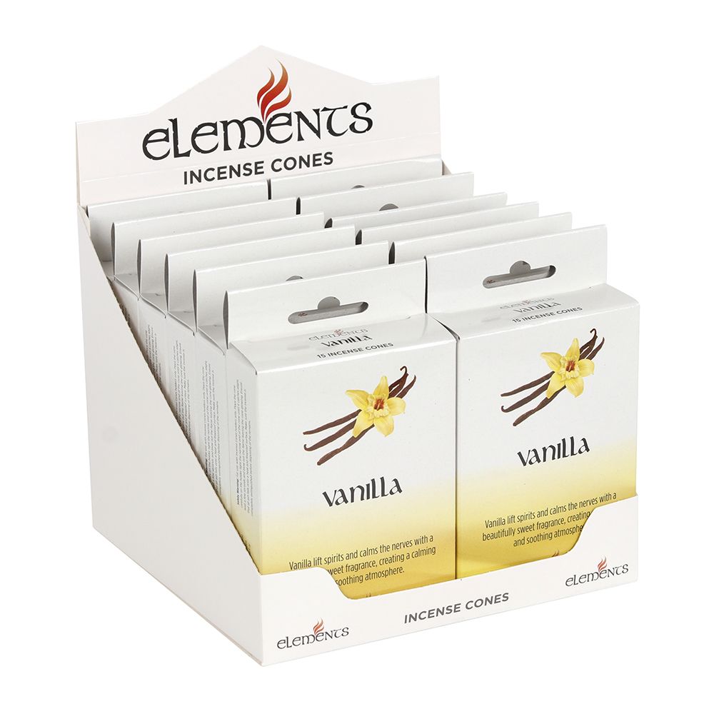 Set of 12 Packets of Elements Vanilla Incense Cones