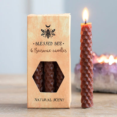 Set of 6 Brown Beeswax Spell Candles