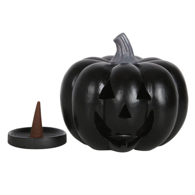 Black Ceramic Pumpkin Incense Cone Holder.