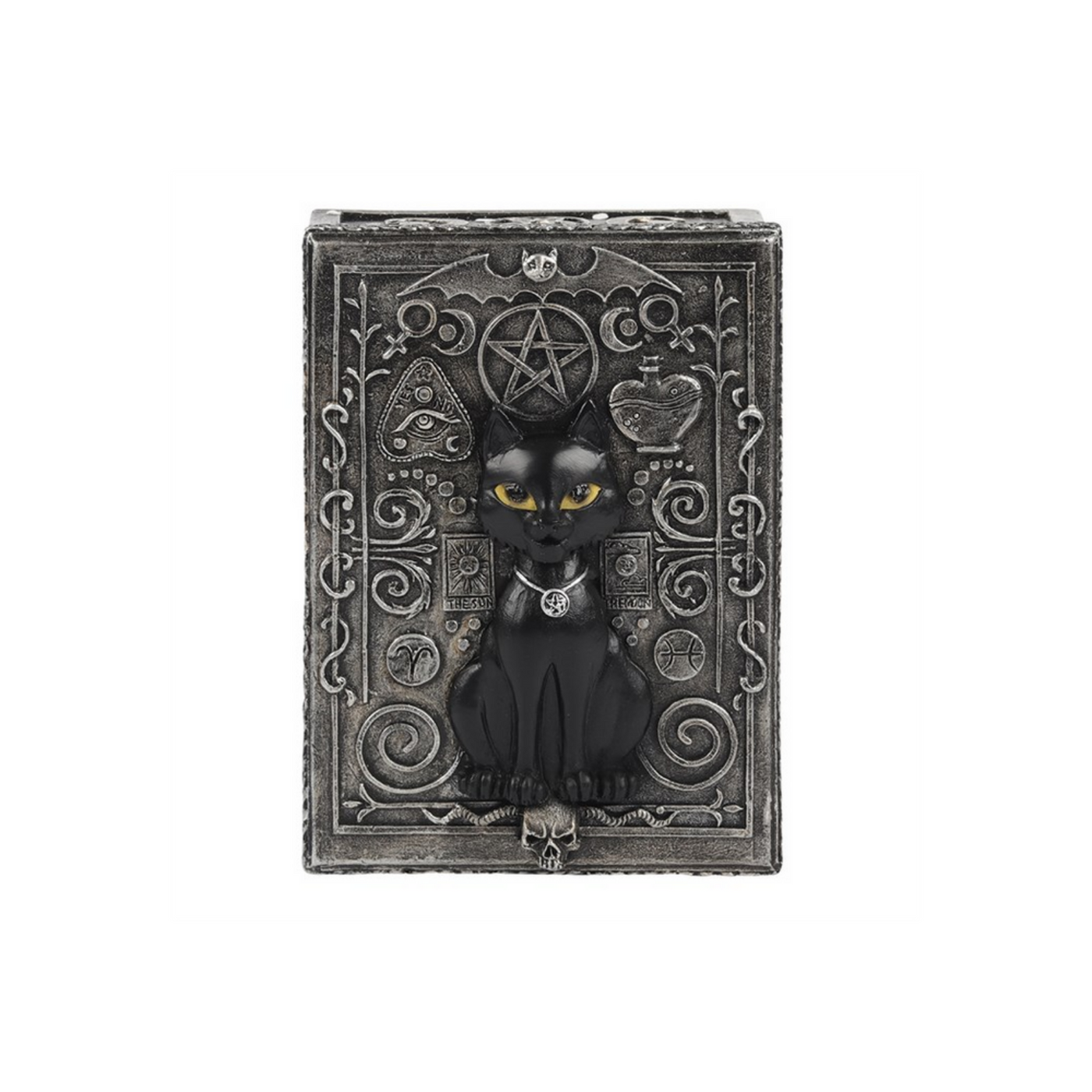 Gothic Black Cat Resin Storage Box.