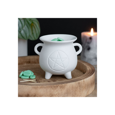 White Pentagram Cauldron Oil Burner