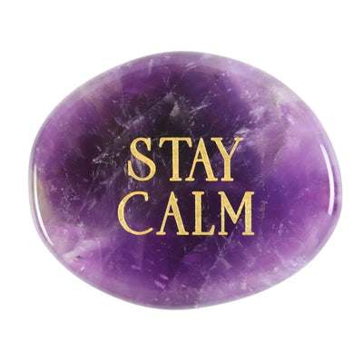 Stay Calm Amethyst Oval Crystal Palm Stone, Purple Gemstone Gift.