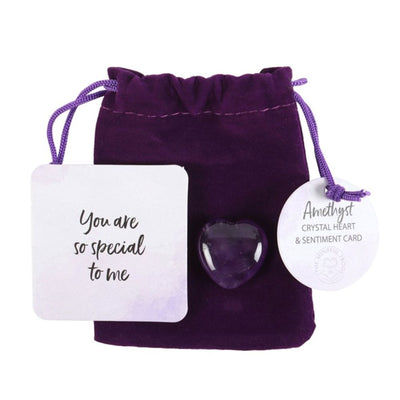 You Are Special To Me Amethyst Crystal Heart In A Purple Storage Bag.