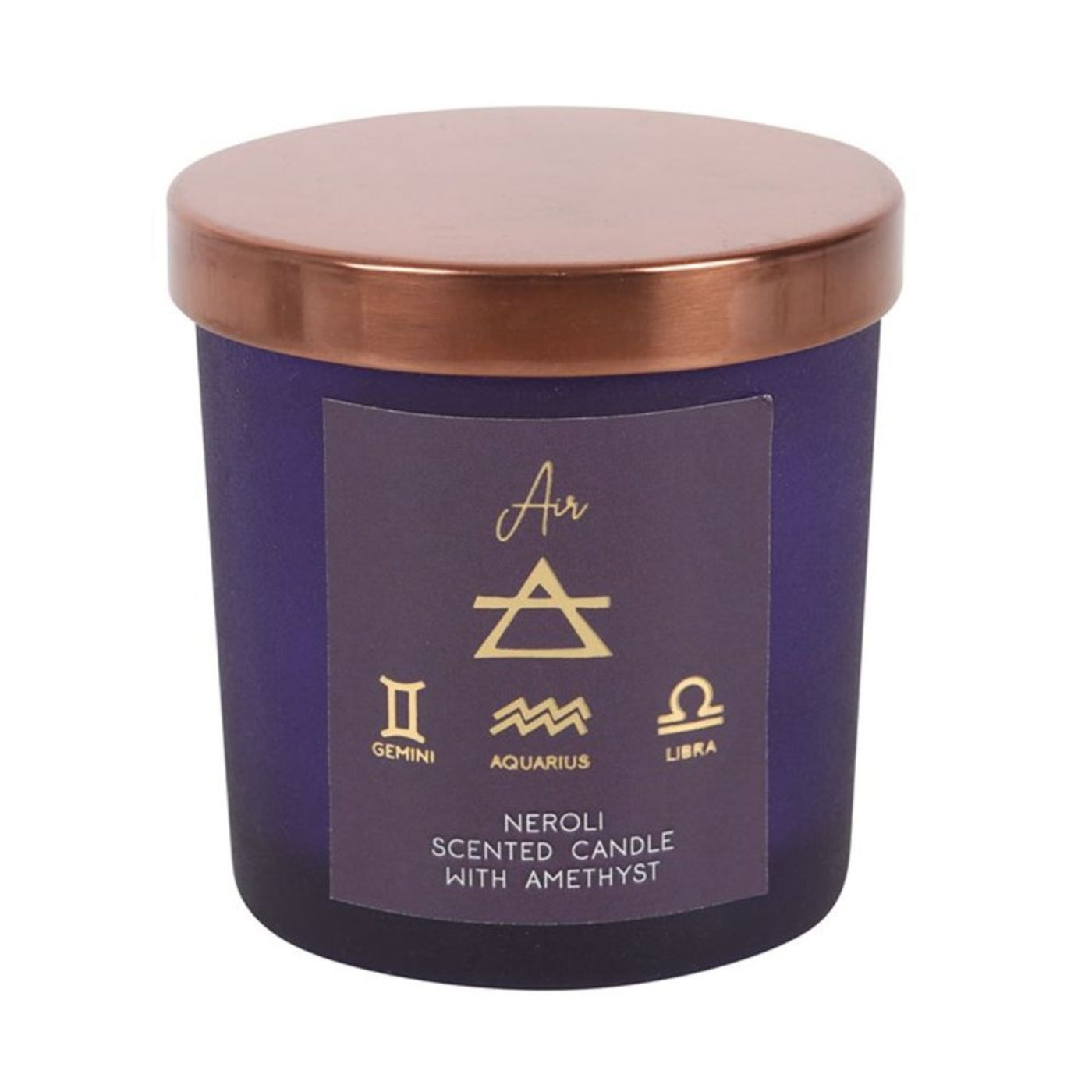 Air Element Neroli Amethyst Crystal Chip Candle In The Glass Jar.