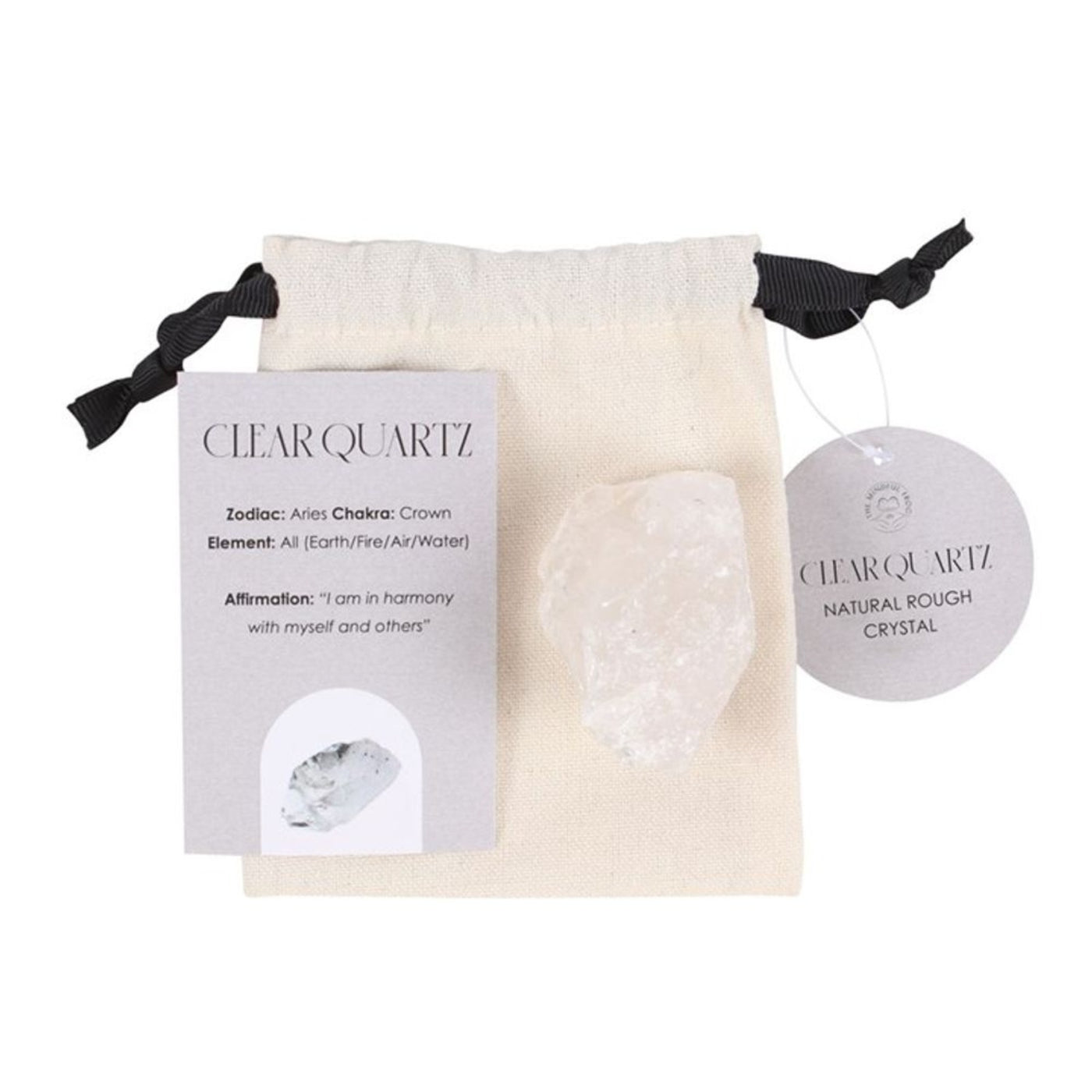 Clear Quartz Healing Rough Natural Gemstone In Drawstring Bag