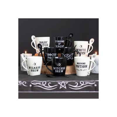 Witch and Wizard Couples Mug and Spoon Set