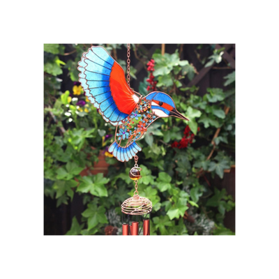 Colourful Glass Kingfisher Bird Wind Chime.