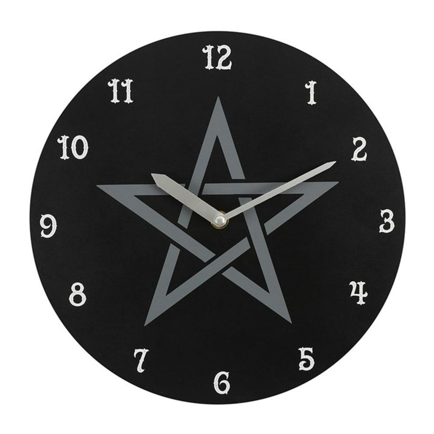 Black Round Pentagram MDF Wall Clock.