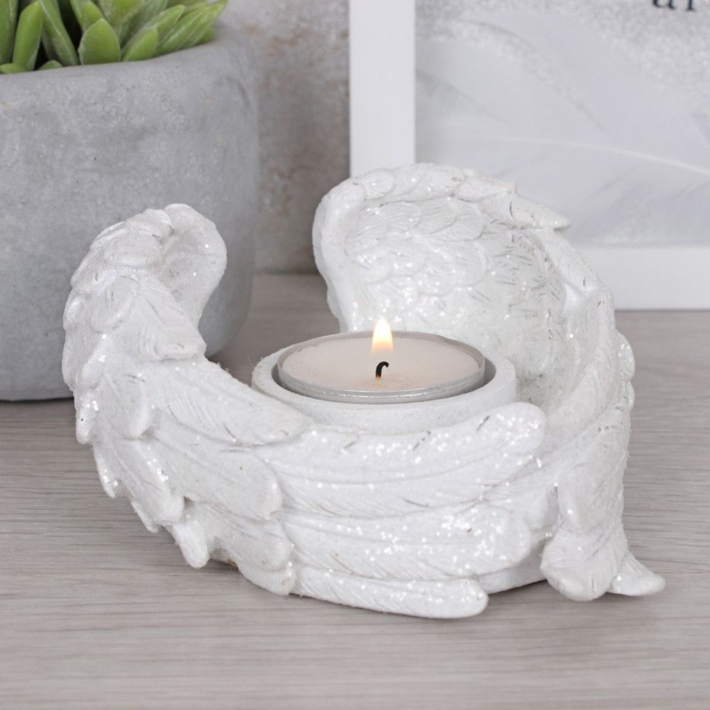 Glitter Angel Wing Candle Holder