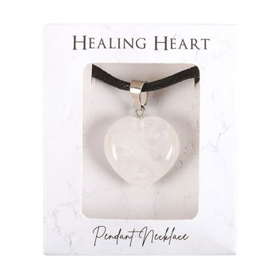Clear Quartz Healing Heart Shaped Gemstone Necklace.