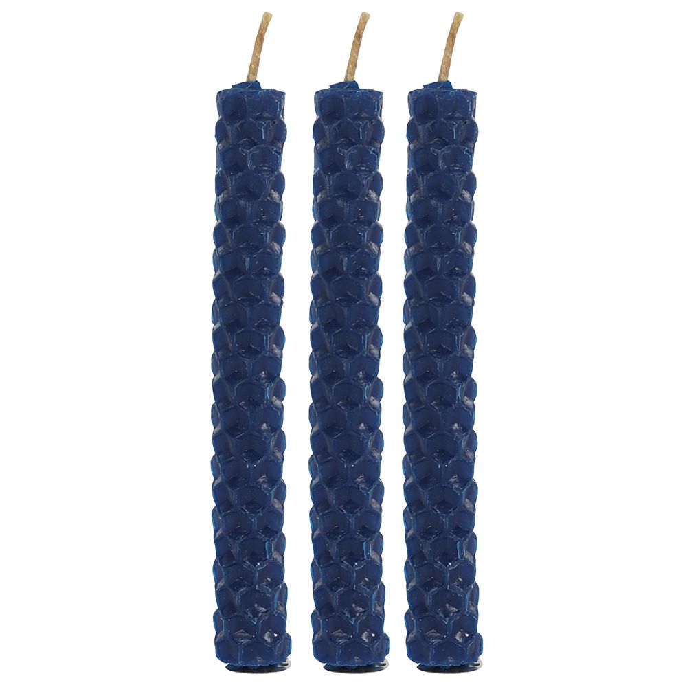 Set of 6 Blue Beeswax Spell Candles