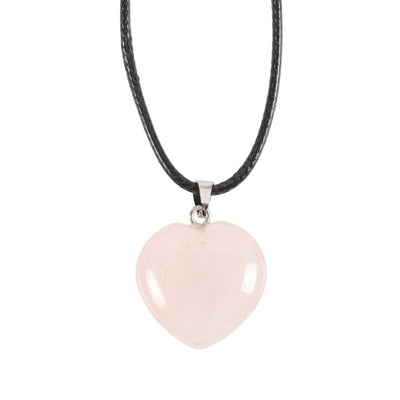 Pink Rose Quartz Healing Crystal Heart Necklace