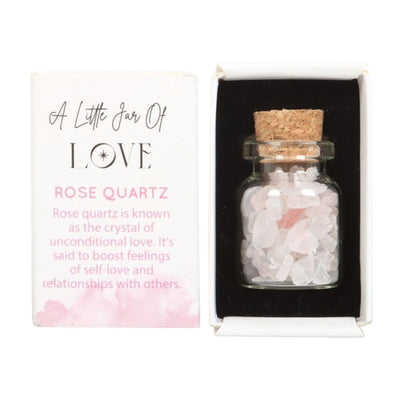 Bottle Of Rose Quartz Crystals In A Matchbox, Valentine Gift For Her.