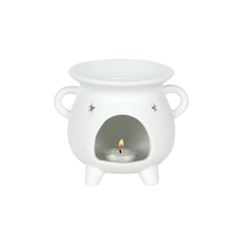 White Triple Moon Cauldron Oil Burner