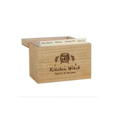 Kitchen Witch Wooden Recipe Box.