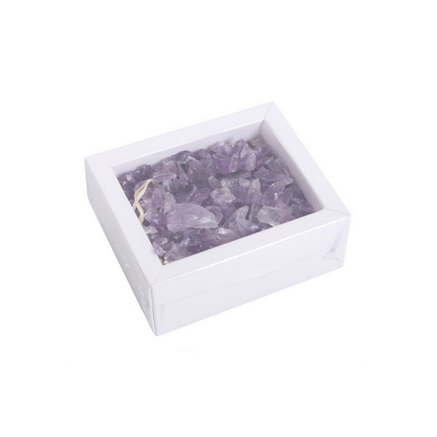 Box Of Amethyst Rough Crystal Chip Gemstones.
