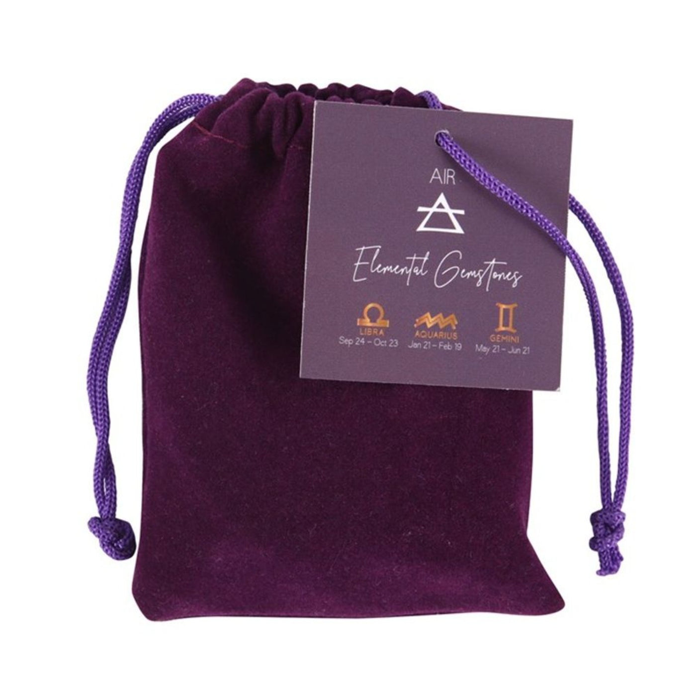 Air Element Tumble Gemstone Set In Purple Velvet Gift Pouch.