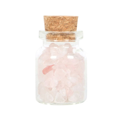 Bottle Of Rose Quartz Crystals In A Matchbox, Valentine Gift For Her.