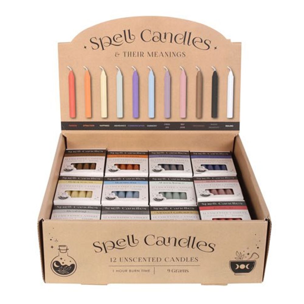 Set Of 48 Colour Spell Candle Packs in Display Box.