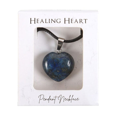 Lapis Lazuli Healing Crystal Heart Shaped Gemstone Necklace.