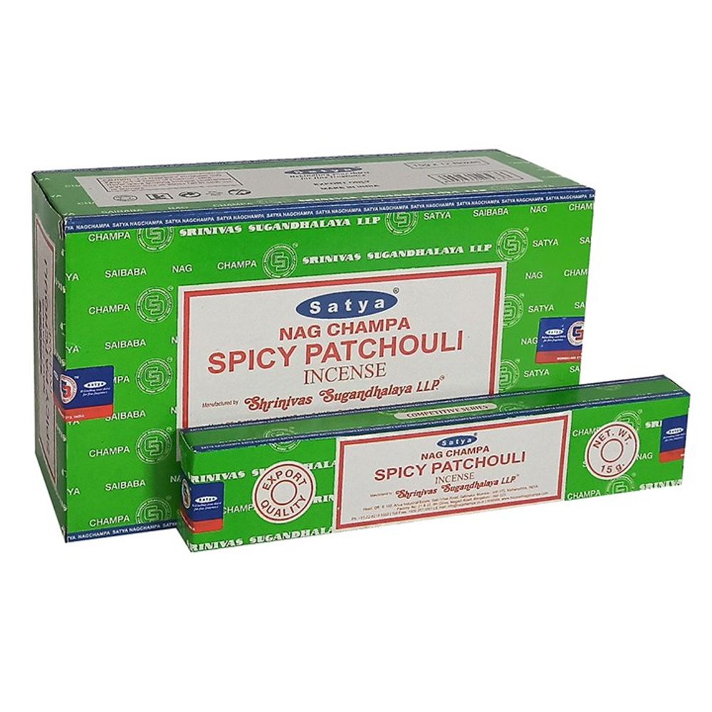 Set of 12 Packets of Spicy Patchouli Incense Sticks by Satya