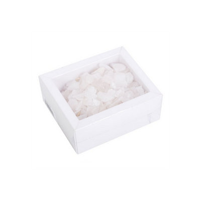 Box Of Clear Quartz Rough Crystal Chips.