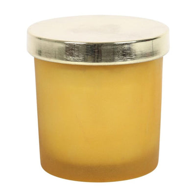 Solar Plexus Chakra Lemon Jade Gemstone Chip Candle In Glass Jar.