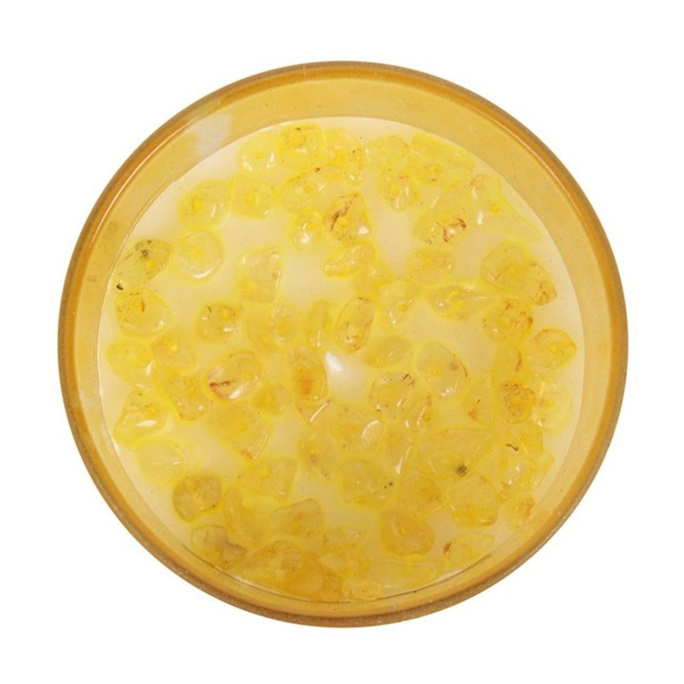 Solar Plexus Chakra Lemon Jade Gemstone Chip Candle In Glass Jar.