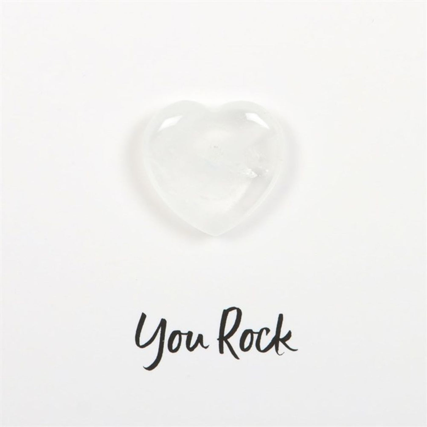 Clear Quartz Crystal Gemstone Heart On A Greeting Card.