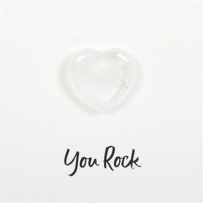 Clear Quartz Crystal Gemstone Heart On A Greeting Card.